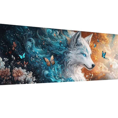 SKRYUIE 5D Large Diamond Painting Kits Wolf - DIY Diamond Art Kits for Adults Animal, Full Round Drill - Crystal Embroidery Cross Stitch - Craft for Wall & Office Decor - 12x30 inch / 30x80 cm c1 SKRYUIE