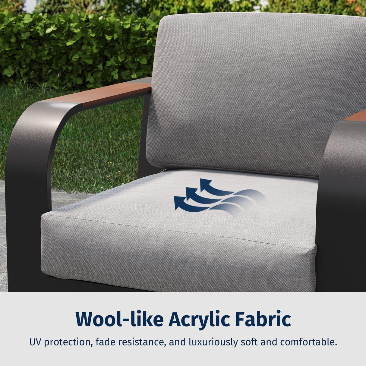 EAST OAK Signature 4 Pieces Patio Furniture Set, Outdoor Furniture with Aluminum Frame, Deep Seating Outdoor Loveseat and Coffee Table, Modern Patio Conversation Set for Porch and Balcony, Dark Grey EAST OAK