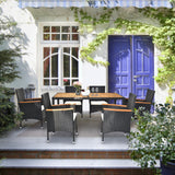 VINGLI 7 Pieces Patio Dining Set, Wicker Outdoor Dining Set for 6 Patio Furniture Set with Acacia Wood Table Outdoor Table and Chairs for Garden and Yard VINGLI