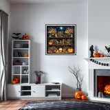 SENQAO Bookshelf Diamond Painting Kits for Adults, Goth Skul Diamond Art Kit Beginners DIY 5D Full Drill Round Magical Book Botanical Diamond Painting Gem Art for Home Wall Decor Gift 12x12inch SENQAO