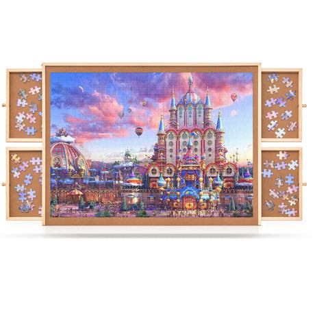 Qiqidog 1000 Pieces Puzzle Board with 4 Drawers and Cover, 22"x30" Wooden Jigsaw Puzzle Table for Adults, Portable Puzzle Organizer & Storage System, Birthday Gift for Mom (Small) Qiqidog