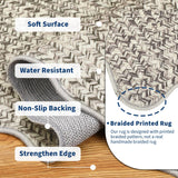 Garvee Printed Rug (Not Woven!) 8x10 Living Room Area Rug Non-Slip Washable Rugs, Farmhouse Scalloped Large Bedroom Rugs Stain Resistant Ultra-Thin Foldable Carpet for Nursery Dining Room Garvee