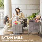 Devoko 3 Pieces Patio Furniture Sets Clearance PE Rattan Wicker Chairs with Table Outdoor Garden Porch Furniture Sets (Light Grey) Devoko