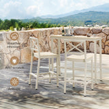 Cozyman Outdoor Bar Table, 45" Patio Bar Height Counter Table, Weather Resistant, Waterproof HDPS Slatted Top Console Table for Hot Tub, Balcony, Yard, Indoor or Outdoor Use, Sand Cozyman