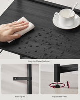 VASAGLE Bakers Rack with Power Outlet, 35.4 Inches Microwave Stand, Coffee Bar, 4 AC Outlets, with Adjustable Shelves, 8 S-Hooks, Basket, Spice Racks, Charcoal Gray and Ink Black UKKS031B22 VASAGLE