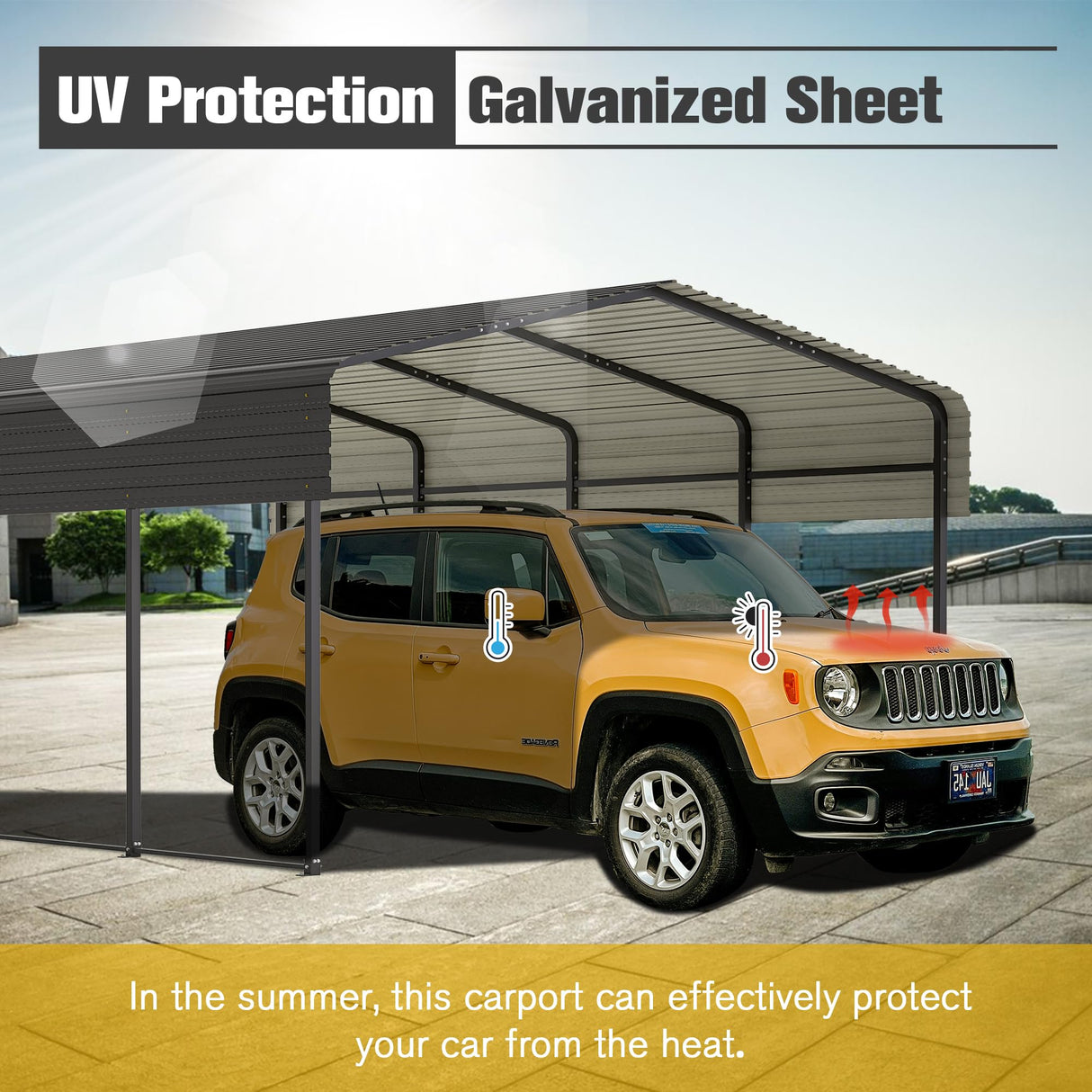 LZbeiteM Car Port, 13x20 FT Metal Carport, Heavy Duty Carport Canopy, Metal Garage Car Tent, Outdoor Car Shelter Shade with Galvanized Steel Roof, Frame, for Car, Truck, Pickup, SUV, Tractor, and Boat LZBEITEM