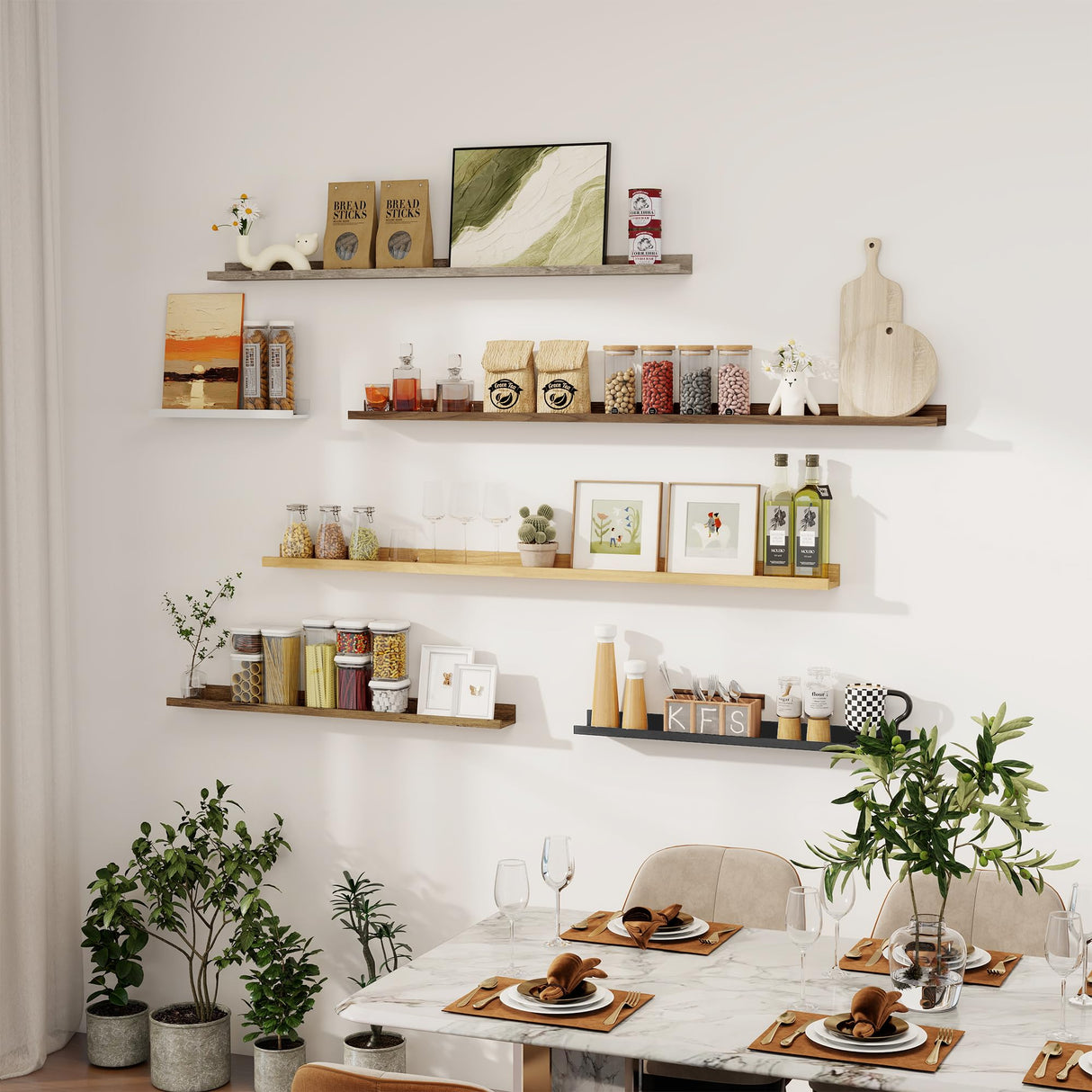 Axeman 72 Inch Floating Shelves for Wall | Picture Ledge Shelf Set of 2 | Rustic Grey Picture Shelf for Wall with Ledge | Long Floating Shelves with Lip | Photo Ledge Shelves for Books Album Records Axeman