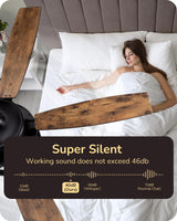 EDISHINE 52 Inch Farmhouse Ceiling Fans with Lights, Rustic Ceiling Fan with Light and Remote, 5 Wooden Blades Lighting & Ceiling Fans with Timer, 6 Speeds Reversible DC Motor for Bedroom Patio Porch EDISHINE