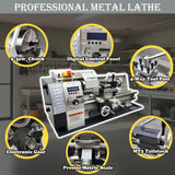 TECHTONGDA Metal Lathe 8X16” Precision Electronic Leadscrew Gearless Bench Lathe Automatic Switch Thread between Metric and Inch 1100W Brushless Motor DIY Mini Lathe TECHTONGDA