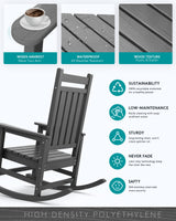 SERWALL Outdoor Rocking Chair Set of 2, HDPE Rocking Chairs for Adult, All Weather Porch Rockers for Lawn Garden, Grey SERWALL