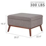 Tbfit Large Ottoman with Storage, 28.3“ Mid Century Modern Rectangle Coffee Table with Lid Lifting Function and High Wooden Legs, Oversized Storage Ottomans for Living Room, Office Room Tbfit