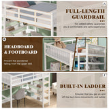KINFFICT Loft Bed Full Size with Desk and Shelves, Heavy Duty Full Loft Bed Frame with Bookcase Storage, Solid Wood Lofted Bed Frame, Space-Saving, Noise Free, No Box Spring Needed KINFFICT