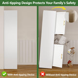 Ckzbx Tall Narrow Storage Cabinet 66.93" H Tall Bathroom Cabinets Metal Pantry Cabinet, 4 Adjustable Shelves for Kitchen, Home Office, Living Room, Dinning Room (16 inches Wide White) Ckzbx