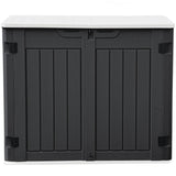 DWVO Outdoor Weather-Resistant Horizontal Storage Shed, 35 Cu Ft Capacity, Lockable and Waterproof, Suitable for Storing Garden Tools, Dark Gray DWVO