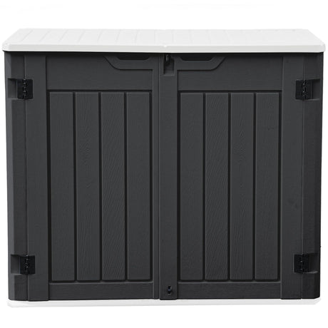 DWVO Outdoor Weather-Resistant Horizontal Storage Shed, 35 Cu Ft Capacity, Lockable and Waterproof, Suitable for Storing Garden Tools, Dark Gray DWVO