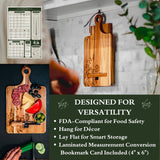 Wood Cookbook Stand for Kitchen Counter - Reversible Wooden Recipe Book Holder Stand with Cooking Measurement Conversion Card - Gift-Ready Adjustable Tablet Cook Book Holder with Charging Cable Slot ULLAHOLM