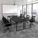 Bonzy Home 12FT Conference Table, Modern Large Meeting Table Office Desks for 16 Person, Long Rectangle Table with Sturdy Metal Frame, 4PCS, 142" D x 64" W x 30" H, Black Bonzy Home