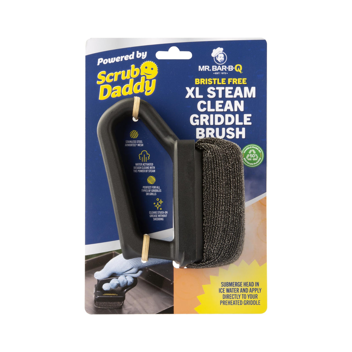 Mr. Bar-B-Q Bristle Free XL Steam Clean Griddle/Grill Brush Powered by Scrub Daddy Mr. Bar-B-Q