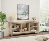 WAMPAT Farmhouse TV Stand for TVs up to 75 Inch, Oak Entertainment Center for 80 inch TV Console Table with 5 Cubby Storages for Living Room Bedroom, 70 inch WAMPAT