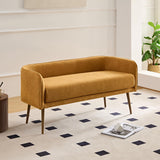 Forshare Bedroom Bench with Low Back,Inside Metal Frame, Extra Seat for Living Room,Entryway or Dinning Bench (Yellow) … Forshare