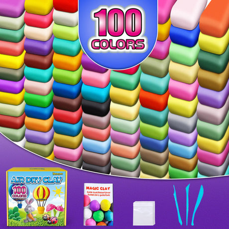 Air Dry Clay 100 Colors, Modeling Clay for Kids, DIY Molding Magic Clay, Gift for Kids YOPINSAND