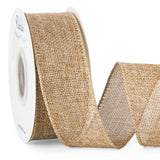 Ribbli Burlap Wired Edge Ribbon,1-1/2 Inch x 10 Yard,Natural,Solid for Big Bow,Wreath,Tree, Outdoor Decoration Ribbli