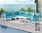 NICESOUL 10 Piece Oversized Modern Aluminum Patio Furniture Set, All Weather Rust Resistant Modular Sectional Sofa with Side Table, 500 lbs Heavy Duty Comfortable Outdoor Couch for Backyard Lawn, Teal NICESOUL