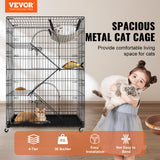 VEVOR Cat Cage Indoor Catio Cat Enclosure, Large Cat House on Rotating Wheels, 4-Tier Pet Playpen, Cat Crate Cat Kennel, 35.4" L x 23.6" W x 51" H VEVOR