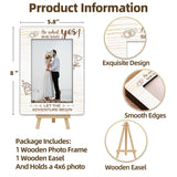 OXRUN Personalized Picture Frame, Wedding Gifts Wooden Photo Frame with Easel, 4x6 Picture Frame for Tabletop Display - He Asked, She Said Yes - A13 OXRUN
