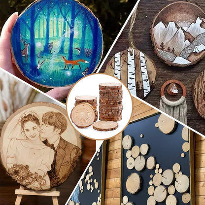 30 Pack Wood Slices for Crafts,2.4-2.8In Unfinished Natural Wood Rounds with Tree Bark.Wood Circles Predrilled with Hole and 20m Rope for Centerpiece Table Decorations,Christmas Ornaments,DIY Gifts