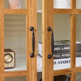 Polibi 71.2" Rustic Display Cabinet with Glass Doors - Curio China Cabinet for Collectibles, Books & Decor, Adjustable Shelves, Fits Living Room, Kitchen, Hallway or Office, White+Brown Polibi