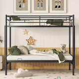 Twin Over Futon/Full Bunk Bed, Bed Frame with Sturdy Steel Frame, Convertible Metal Bunk Bed Couch and Bed with Guard Rail Ladder for Kids Adults Teens,Black Bellemave