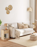 CHOEZON Nightstand with Charging Station, Side Table with Rattan-Style Drawer and Storage Shelf, Modern Rattan Night Stand with 2 USB Ports, Boho End Table Bedside Table for Bedroom, Natural MBZ01UWO CHOEZON