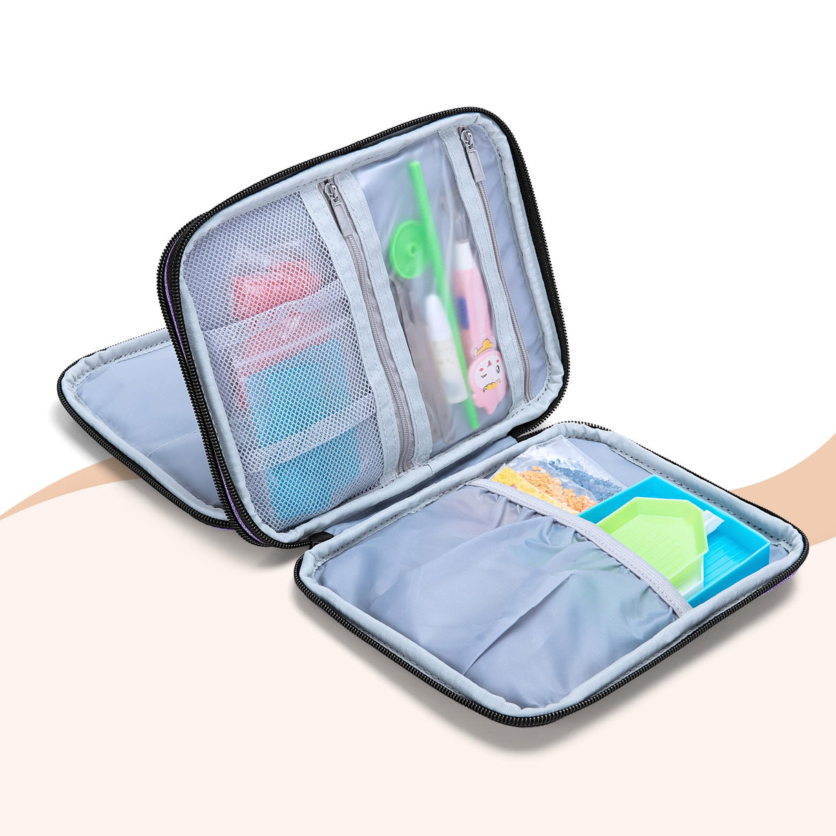 LUXJA Double Layer Diamond Painting Kits Storage, Carrying Bag for Diamond Painting Accessories (Bag Only), Purple LUXJA