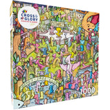 Cross & Glory - Jurassic Jive: A Night of Dino Jazz - 1000 Piece Jigsaw Puzzle for Adults & Kids 12+ & Kids | Whimsical Prehistoric Jazz Club Theme with Colorful Dinosaurs Cross & Glory