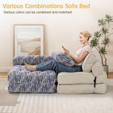 Airynee Folding Sofa Bed, Convertible Sleeper Chair Bed, Floor Couch for Adults with Back Support and Pillow, Comfy Floor Sofa Lounge for Small Spaces, Zha Blue Airynee