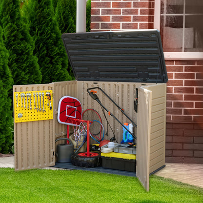 YITAHOME Outdoor Resin Storage Sheds, 39 in Height Lockable Waterproof Horizontal Shed w/o Shelf，Easy to Assemble Shed Storage for Garden Tools, Brown - WoodArtSupply