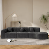 Christopher Knight Home Grelyn Modern Curved Modular Sectional Sofa, Wool Fabric Large Cloud Couch, 6-Seater L-Shaped Couch for Living Room, 3-Piece Lounge Sofa with Chaise, Fully Assembled, Dark Gray Christopher Knight Home