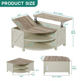 YITAHOME Farmhouse Lift Top Coffee Table with Storage, Wood Cured Center Table with Charging Station&USB Port, Living Room Table w/Large Hidden Space, for Bedroom, Home Office, Grey Wash YITAHOME