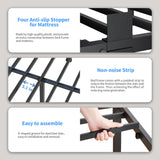 ROIL 18 Inch Queen Bed Frame with Rounded Corner and Headboard Hole Mattress Retainers 3500LBS Metal Heavy Duty Steel Slats No Box Spring Needed Platform Noise-Free Easy Assembly ROIL