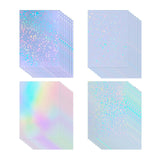 32 Sheets Holographic Sticker Paper Clear Vinyl Self Adhesive Waterproof Rainbow Transparent Overlay Film A4 Size Holographic Overlay with 4 Styles Mixed Bleidruck