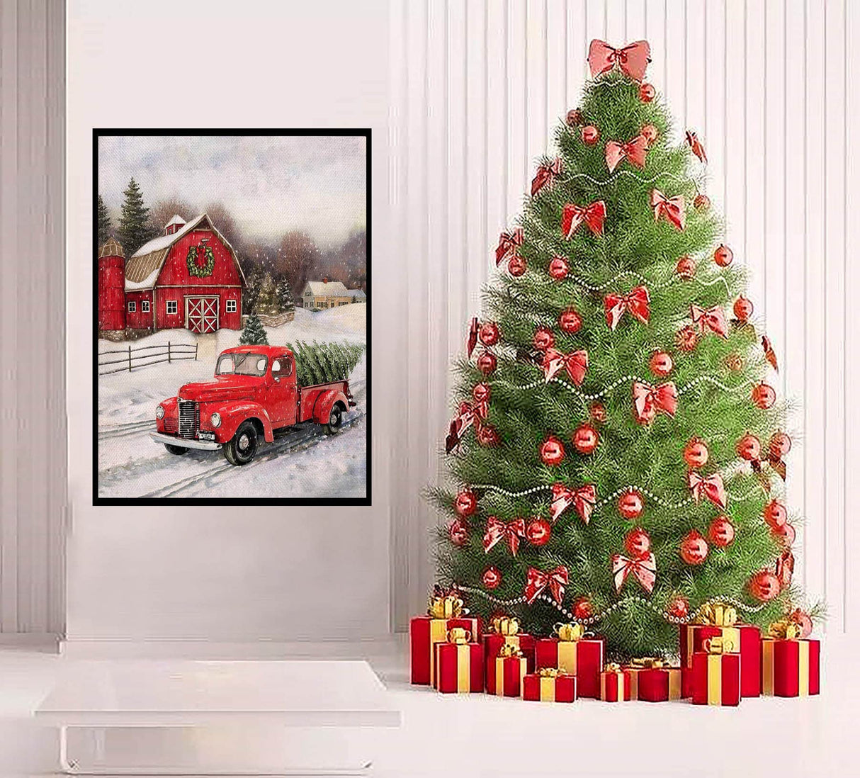 RUIHA Christmas Diamond Painting Kits,Winter Diamond Art Kit for Adults,5D Truck Paint with Diamond Full Drill for Parents-Children Interrction,Wall Decor(12x16) RUIHA