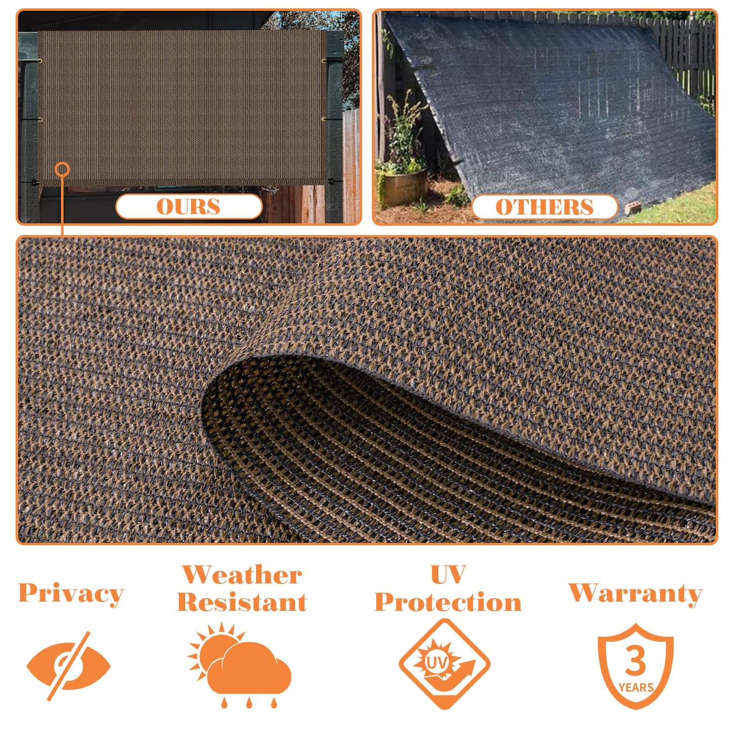 AwnPro 9' x 18' Outdoor Pergola Shade Cover Canopy for Patio Deck Porch Backyard Gazebo Replacement Shade Cover with Spaced Grommets Weighted Rods Brown - WoodArtSupply