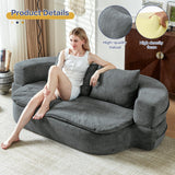 79" Convertible Sleeper Sofa Bed, Flodable Futon Chair Bed with Pillow & Blanket, Grey Boneless Sofa in Box, Lazy Floor Lounger Couches for Living Room, Compressed Couch in a Box, Velvet Fabric UKMTUET