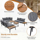 Tdewlye 6 Piece Outdoor Sectional Furniture Sofa Conversation Set with Round Nesting Coffee Tables and Seating Sofa with 6 Cushions+7 Pillows for Patio, Porch and Garden (Grey-@8.9) Tdewlye