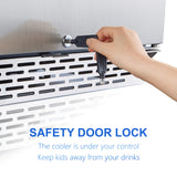 Phiestina 24 inch Indoor/Outdoor Beverage Refrigerator 175 Cans Built-in/Freestanding Beverage Fridge Cooler Lockable Stainless Steel Door Auto Defrost Quiet For Home/Commercial,6 Removable Shelves Phiestina