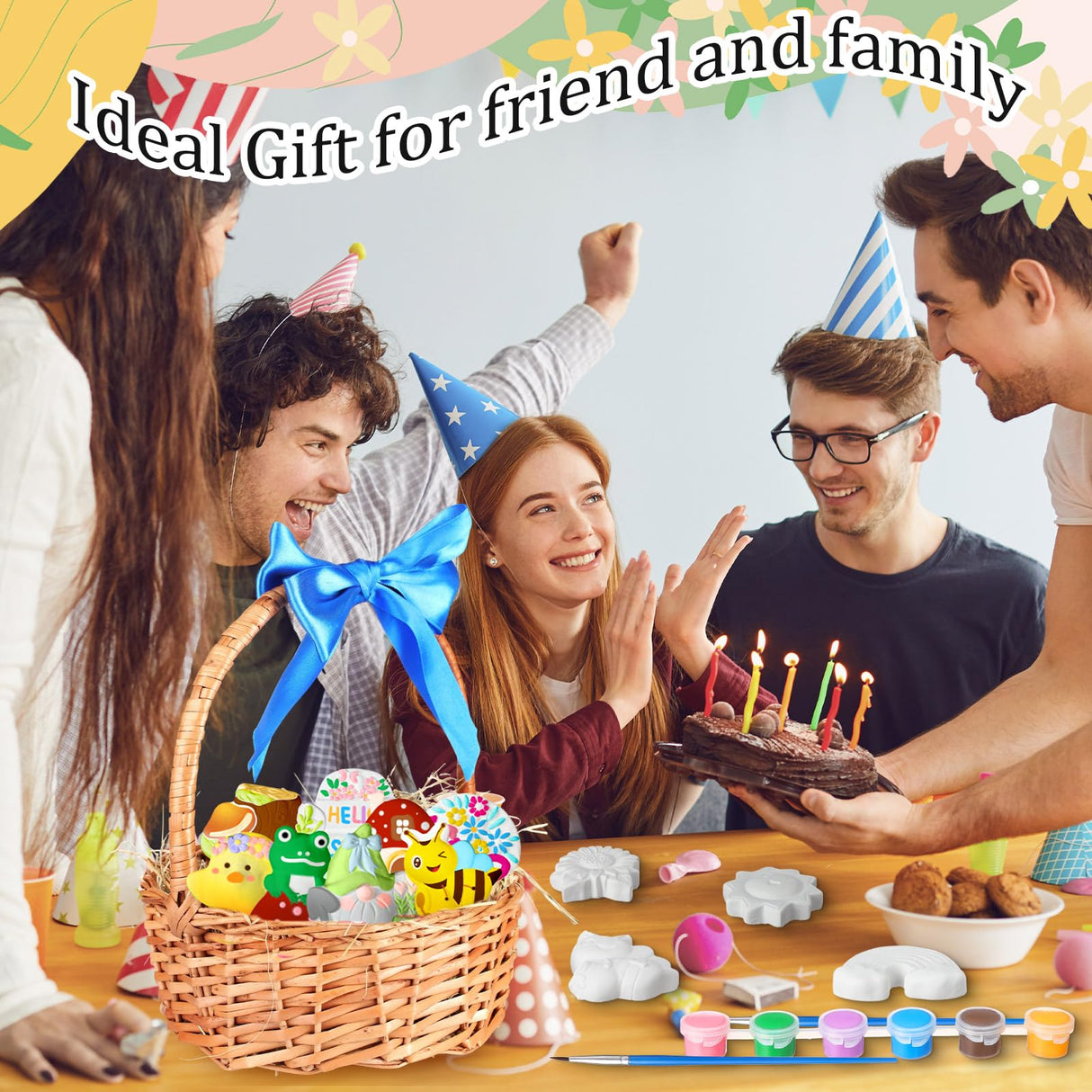 24 Set Ceramic Painting Kit for Kids DIY Ceramic Painting Figures Paint Your Own Flower Butterfly Statues Paint Craft Unpainted Plaster Figurines with Magnet Brush Paints for Adult(Adorable) Relaxweex