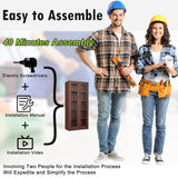 UNICOLY Storage Cabinet with Doors and Shelves, Display Cabinet with Glass Doors, Pantry Cabinet, Curio Cabinet with Locking Doors, Metal Storage Cabinet for Kitchen,Living Room 71” H Brown UNICOLY