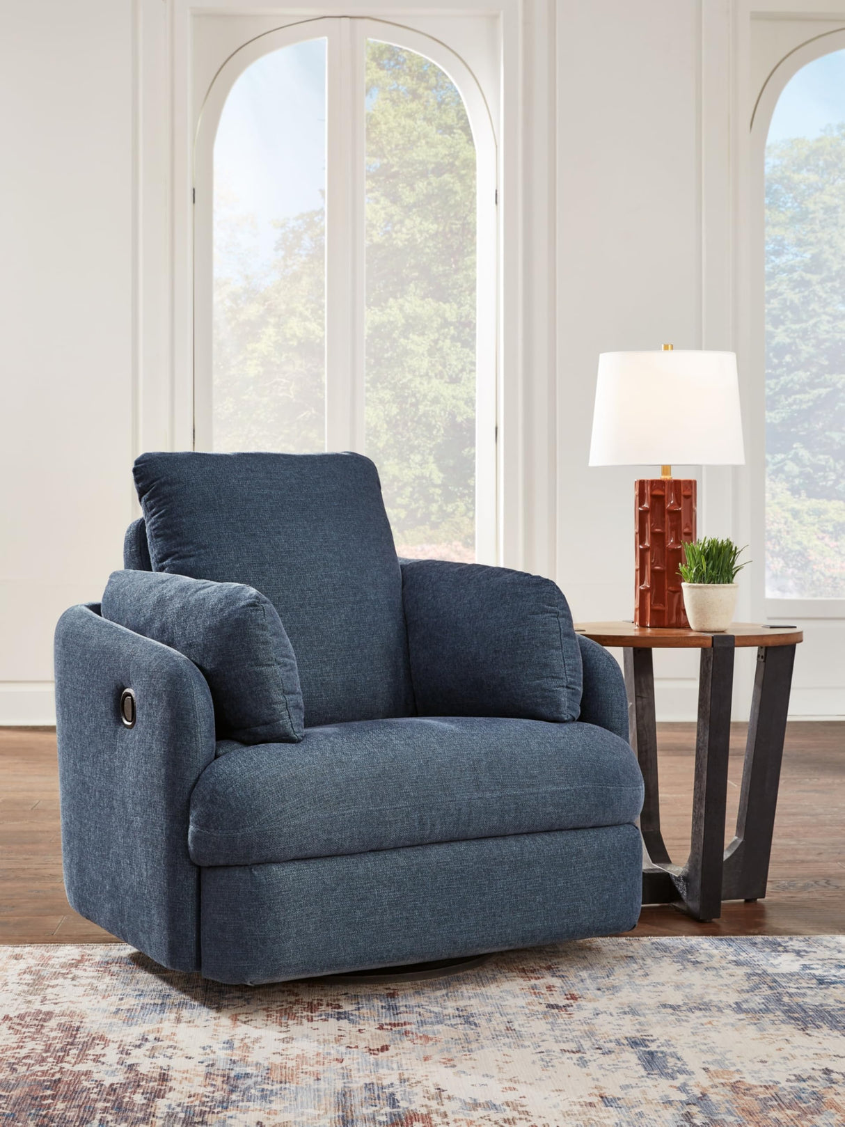 Signature Design by Ashley Modmax Contemporary Weather Resistant Manual Rocker Swivel Glider Recliner, Blue Signature Design by Ashley