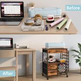 VENNQD Storage Cart Compatible with Cricut Machines Stand Cutting Machine Stand with Drawers and Vinyl Roll Holder Rolling Craft Cabinet Table for Cricut Craft Workstation (Rustic Brown) VENNQD